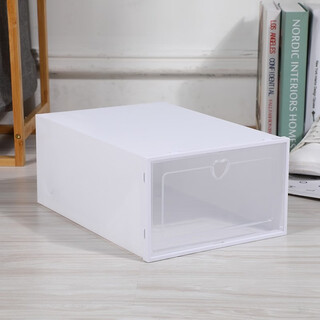 He jiagong's new thickened moisture-proof shoe box transparent household flip-top simple dormitory shoe storage box storage box plastic peach heart-white-6 pieces visible_multi-layer superposition 31x21x12cm
