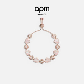 Apm monaco pink mother-of-pearl heart-connected adjustable bracelet couple silver bracelet fashion gift for girlfriend