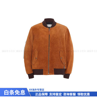 Coach fashionable and versatile trendy color-blocked suede zipper leather jacket for men orange christmas gift orange s