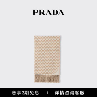 Prada/prada unisex jacquard knitted wool and cashmere blend scarf sand/white