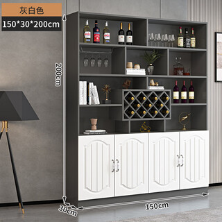 Yusenyi wine cabinet against the wall living room home red wine storage cabinet modern simple wine cabinet sideboard integrated entrance cabinet customization 150 long european style door 4 doors gray white double door