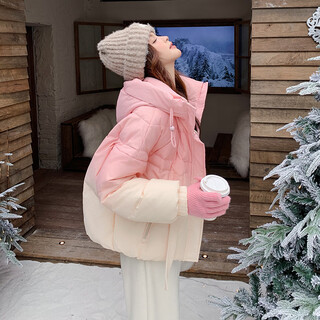 Yanlifen (yanlifen) pink gradient hooded down jacket for women 2025 winter short small cotton jacket super nice cotton jacket gradient pink s 105jin jin equal to 0.5kg within