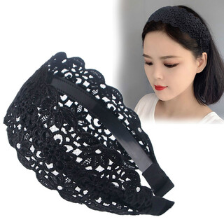 Rongxia hairband korean wide-brimmed bow to cover white hair artifact mom internet celebrity lace hairband pressure hairpin hairpin headband female black f107