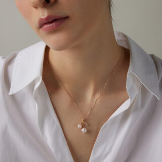 Zunding pearl-s925 silver seawater pearl chinese south pearl white pearl double bead pendant (including chain) 6-7mm/8-9mm white