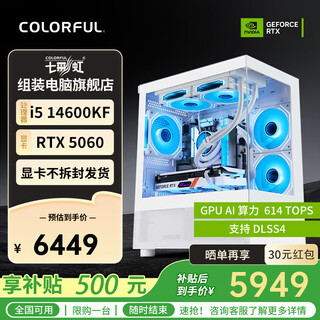 Colorful (colorful) 12400f/13400f/14600kf assembled computer sea view room desktop 3050/5060ti e-sports game console diy complete machine 5050 configuration seven 14600kf+5060 graphics card (white)