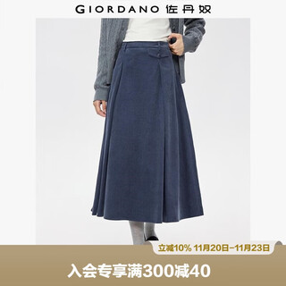 Giordano skirt women's autumn and winter pure cotton corduroy retro a-line skirt large hem half-length skirt 13465865