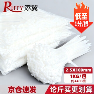 Tianyi self-locking nylon cable tie, cable management belt, host installation, gardening, cable desktop cable management, wire binding strap, white 2.5*100mm 1kg