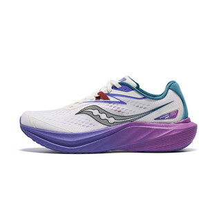 Saucony full-speed men's and women's full-length carbon plate slay2 rebound marathon racing breathable running shoes white and purple couple's land xinhe 40