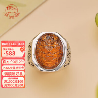 Potala palace 925 silver ring amber mahakala ring for men and women tibetan ethnic style adjustable birthday gift for husband 925 silver inlaid amber mahakala ring