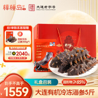 Bangchui island organic dalian frozen sea cucumber 5 jin jin is equal to 0.5 kg, gift box 50-60 pieces, sea cucumber solid content 85%, thawed, heated and ready to eat