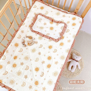 Baby bedding, newborn beanie velvet small mattress, spring, autumn and winter cotton mattress, washable baby kindergarten nap thick mattress, lace 25*40 (larger only, pillow required) sun rainbow