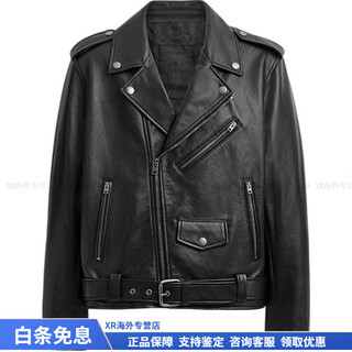 蔻驰（COACH）时尚百搭潮流纯色翻领拉链长袖皮衣男款黑色圣诞节礼物 黑色 S