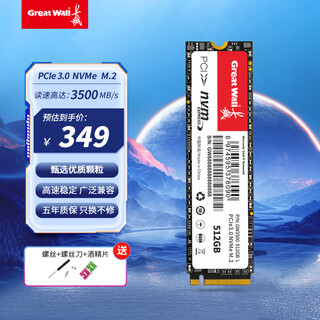 Great wall 512gb ssd solid state drive m.2 interface (nvme protocol) pcie 3.0x4 gw3500 series reading speed up to 3500mb/s