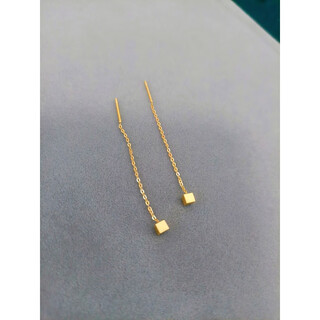 Pumanzhuji slimming face, not easy to fade, 18k gold geometric small square earrings, simple daily hypoallergenic small earrings, gold 1 pair