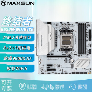 铭瑄挑战者/终结者 B650/B850 DDR5 WIFI 搭配7400F/7500F/7800X3D/9600X/9700X主板 【终结者】B650M WIFI6  ICE