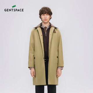 GENTSPACE2025秋季新品男款纯色中长款宽松休闲风衣外套 浅卡其 M 48 175/96A
