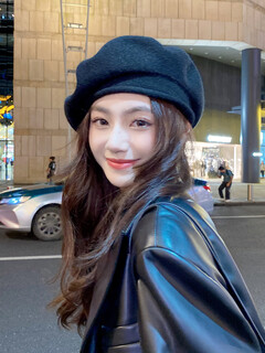 Xiaohongshu’s hot style face-showing small wool beret women’s autumn and winter korean style versatile knitted painter’s hat with big headband retro khaki m (5658cm) one size