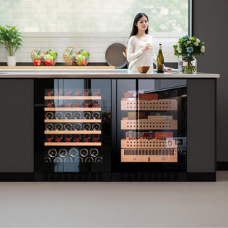Dberlan 40-piece under-counter embedded red wine cabinet, constant temperature wine cabinet, beverage cabinet, tea refrigerated cabinet, built-in wall household, full glass door wine cabinet, cigar cabinet combination 290l