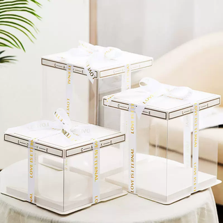 Yusenyi.com eight transparent 14-six double-layer box 10 birthday gift 12-inch 8-height cake red baking four white bottom gold edge cover 50 white bottom gold edge cover 50 14 inch three-layer 39x39x41cm 30 pcs