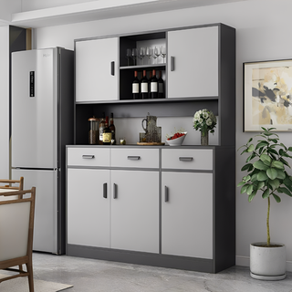 Yijiamu light luxury sideboard cupboard living room wall storage cabinet multi-function storage cabinet modern simple tea cabinet wine cabinet heightened blackout cabinet door gray 100*38*170cm self-assembled