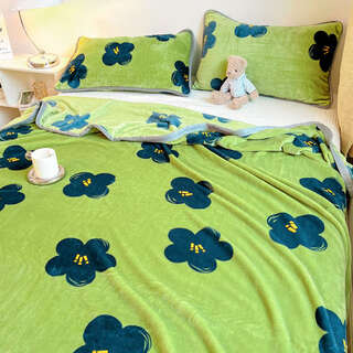 Yusenyi thickened warm blanket office nap air-conditioned small blanket dormitory coral velvet sheet cover blanket milk fleece blanket-lvyi 200x230cm/double blanket double-sided thickened can be spread or covered with blanket