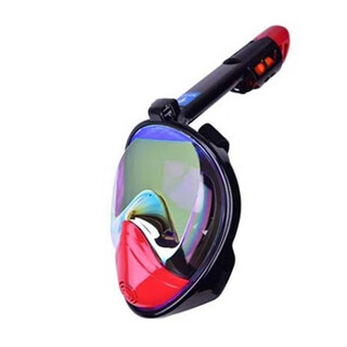 Oeny dry diving full face mask anti-fog high-definition free diving mask learning swimming snorkeling goggles waterproof dry professional breathing colorful black and red s/m