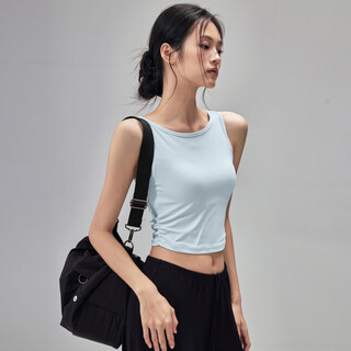 Fitness girl's new yoga strap chest pad outer wear running sports bra slimming pilates training top ice crystal blue m
