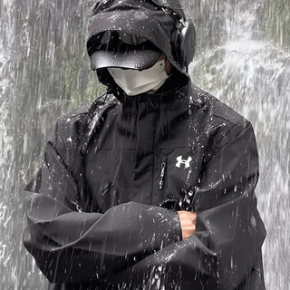 Under armor men's autumn and winter new sports fleece warm liner outdoor windproof three-in-one hooded jacket 1371585-002 xl