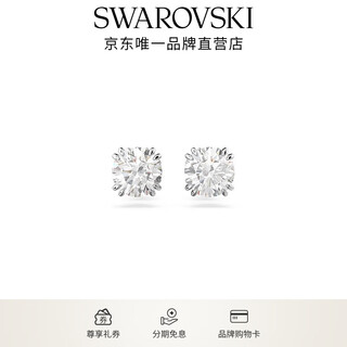 Swarovski (swarovski) stilla round earrings for women, platinum-plated tone 5636712