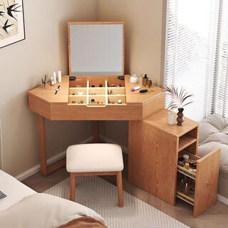 Yusenyi dressing table nordic style solid wood dressing table corner dressing table integrated folding dressing table turns into desk mars rock dark color corner dressing table + makeup mirror + makeup side cabinet + makeup stool