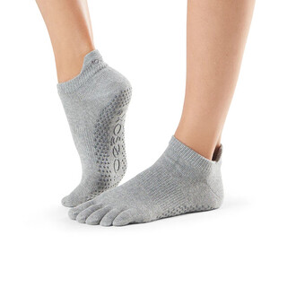 Yoga socks, professional anti-slip socks, pilates, dance, anti-slip particles, five-finger socks, fitness and sports rise, light gray full toe l size (43+)