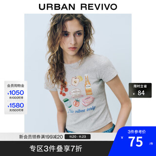 Ur2025 new summer women's fun casual printed round neck short-sleeved t-shirt uyl450093 floral gray l