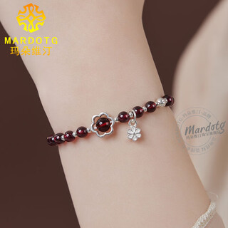 Mardotg burgundy garnet bracelet female flower crystal bracelet gift for girlfriend 6mm bead diameter