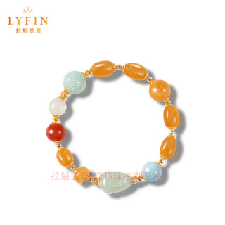 La yun feiyin natural collection grade old beeswax bracelet women's s925 silver plated 18k gold hetian jade pattern beads and date beads bracelet s 13.5cm-15cm