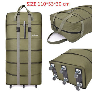 Aifengge 158 aviation checked bag wheeled luggage bag large-capacity travel bag women's moving suitcase folding travel bag 42-inch green four-layer extended s comes with a strap and 2 explosion-proof belts three-steel plate universal silent 6-wheel free code lock