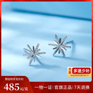 Luxury pearl pt950 snowflake platinum earrings new fashion niche design platinum earrings high-end 1.09g