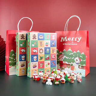 24-frame christmas hole-in-the-wall countdown calendar, blind box santa claus ornaments, children's raffle toys, holiday gifts, gift bag + 24-frame christmas hole-in-the-wall 2 boxes