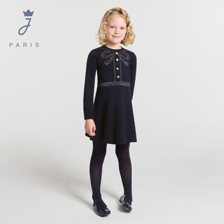 Jacadi french girls wool blended dress autumn and winter new sweater dress long skirt 2043917 navy blue 123 105 /4a