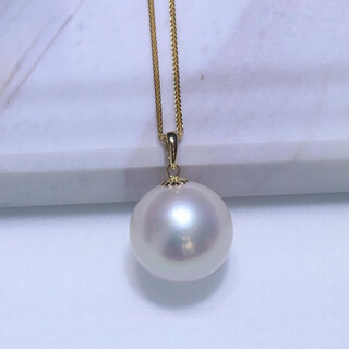 Fat donglai's same edison pearl pendant is round and large in white. strong light + freshwater necklace is comparable to the australian white sea. 9.5-9.9mm