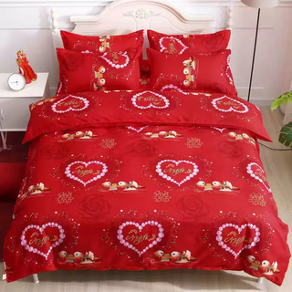 Yusenyi four seasons twill thickened pure cotton brushed cotton double four-piece quilt cover single piece 1.2 single dormitory love yuanyang 200x230cm double quilt cover and pillowcase pair