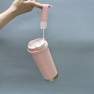 Jiyikawa thermos cup for students and office workers, portable autumn and winter large-capacity straw water, girly powder 530ml - no picture printed. collect and place orders for priority delivery.