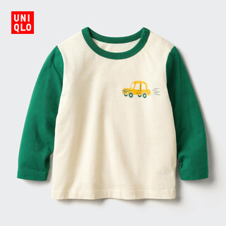 Uniqlo infant and toddler round neck t-shirt/long sleeve 481893 54 green 90