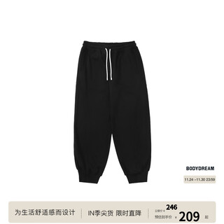 Bodydream autumn and winter heavyweight velvet sweatpants men's loose large size leggings sweatpants knitted casual pants black 3xl