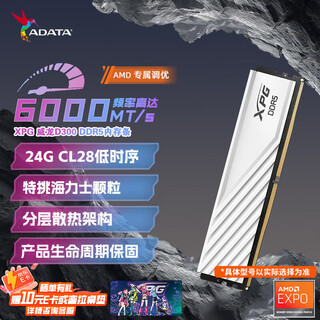 Adata 24g/48g (24g*2) set ddr5 6000 frequency ai computer accessories desktop memory bar longyao d500g rgb light bar c28 timing hynix new mdie c28/new mdie d300 6000 white horse