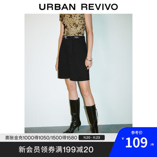 Ur new autumn women's trendy love belt three-dimensional pleated shorts uyv640001 black s