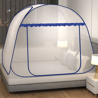 Mongolian yurt mosquito net for home use without installation new anti-fall children's bedroom full bottom baby to prevent falling out of bed folding cloud top blue single door 0 points 9x1 point 9m bed full bottom anti-fall without installation