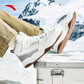 Anta grand slam丨fleet warm high-top sneakers large cotton shoes men's winter thickened sports shoes papery white/mysterious gray-3 39 (245mm)