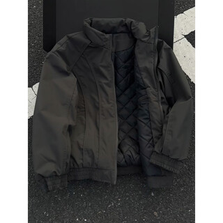 She manlai cleanfit deconstructed stand-up collar down cotton jacket men's winter high-end bomber jacket thickened cotton jacket dark gray cotton jacket xl