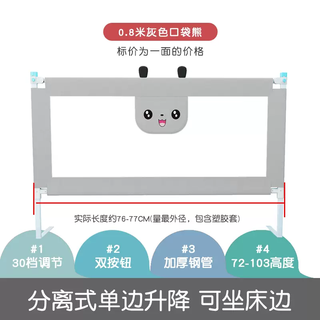 Yusenyi 1.0m meter bed fence guardrail infant and toddler baby bed bezel anti-fall bedside custom-made small bed ready-made gray pocket bear 0.8 meters long 1