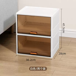 Yusenyi thickened shoe box flip shoe storage folding storage box drawer-type transparent shoe cabinet space-saving artifact plastic white pack of two